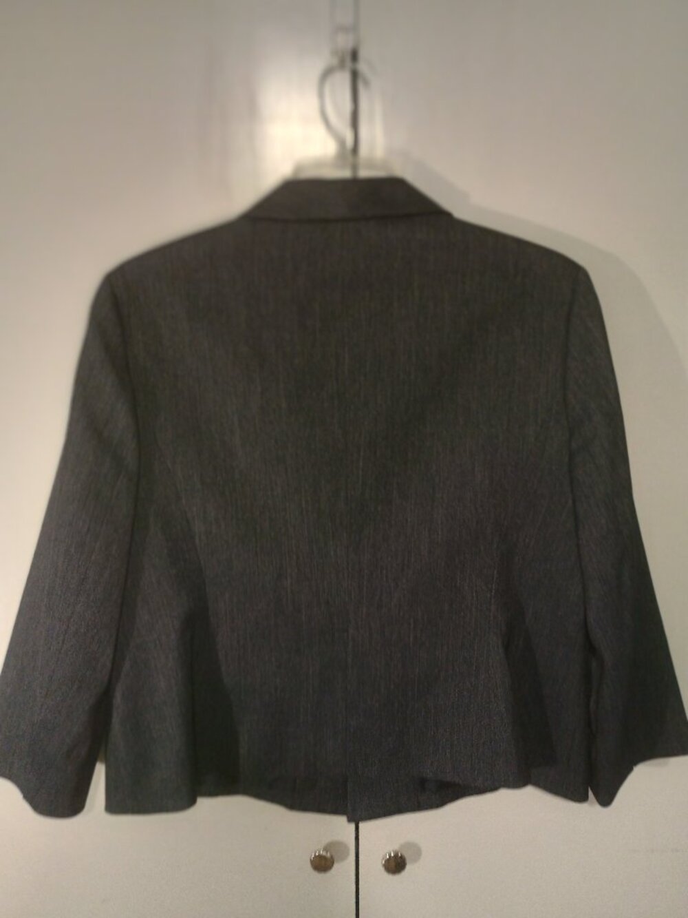 Black Label by Evan-Picone Size 18 Charcoal Gray Open Front Blazer Zip Pockets - Picture 3 of 6